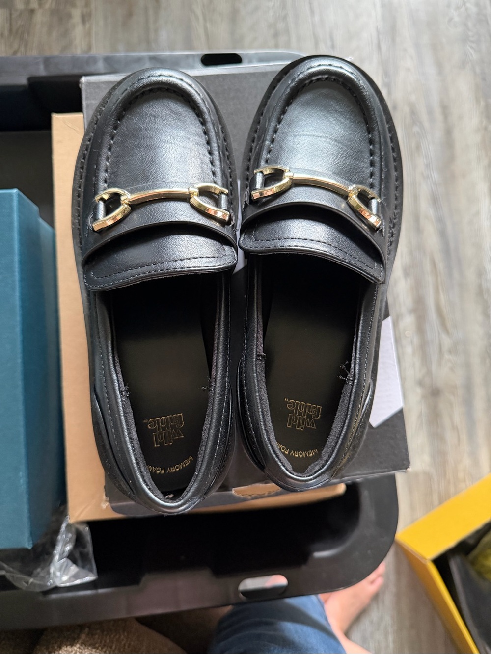 wild fable Black Loafers with Gold Horsebit